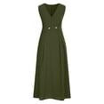 thumbnail image 4 of QUNYINEY Summer Womens Dresses Casual Cotton Linen Sleeveless Green Midi Sundress Loose Fit V Neck with Pockets A Line Dresses, 4 of 6