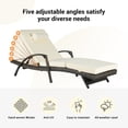 thumbnail image 4 of 76'' Long Reclining Chaise Lounge Set of 2, Outdoor Wicker Reclining Lounge Chair Patio Rattan Double Chaise with Cushions, Lawn Sunbathing Chairs Beach Pool Backrest Recliners, Beige, 4 of 9