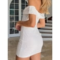 thumbnail image 3 of JYYYBF Women Summer Mini Party Dress Short Sleeve Off Shoulder Strapless Lace Floral Dress, 3 of 6