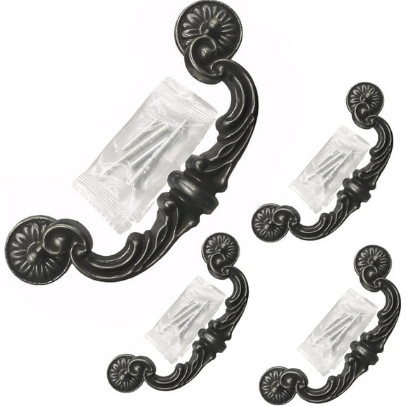 Antique Drawer Pulls Handles: 4 Pack 6" Hole Center Cabinet Pull Drawer Handle, Zinc Alloy Drop-Down Bail Swing Dresser Pulls Handles, Vintage Kitchen Pulls for Cabinets (7.3" Total Length)