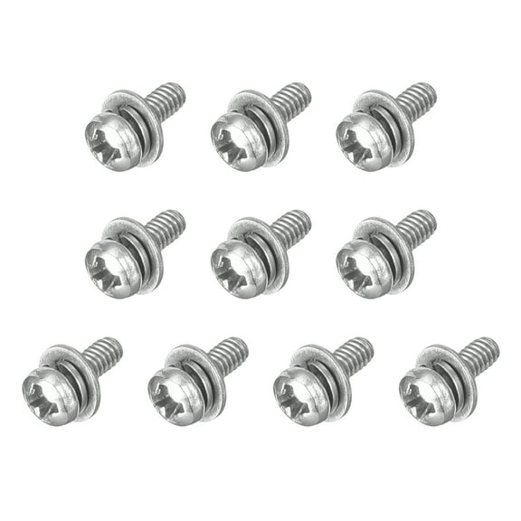 M2 x 5mm 304 Stainless Steel Phillips Pan Head Machine Screws Bolts Combine with Spring Washer and Plain Washers 10Pack