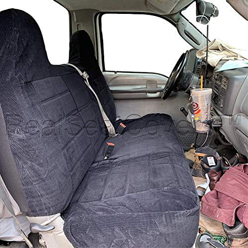 Seatcovers For F23 Ford F150 F250 F350 F450 F550 2005 Full Size Bench Seatcover Molded Headrest Fitted Black Com - 2005 Ford F350 Bench Seat Cover