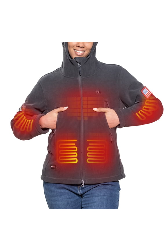 Heated Jacket Polar Fleece for Women, Heated Hoodie with 12V Battery Pack, Electric Heating Coat for Winter Outdoor