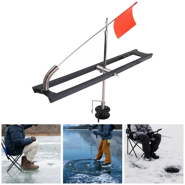 Runquan Tip Ups Ice Fishing Rail Style With Orange Rail Tip Foldable Durable Other 44x9.5cm