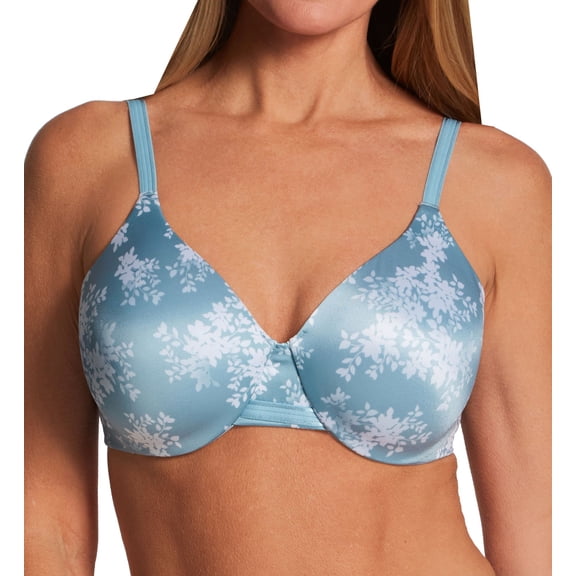 Women's Bali 3W11 One Smooth U Smoothing & Concealing Underwire Bra (Blue Patina Leaf Print 38C)