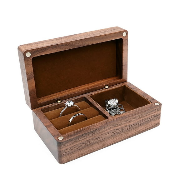 Dustproof Travel Jewelry Box Multipurpose Wood Mini Jewelry Case for Rings and Earrings, Ideal for Girls on the Go