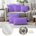 thumbnail image 6 of Blue Purple Outdoor Waterproof Pillow Covers, Geometric Vertical Striped Solid Rainbow Decorative Rectangle Throw Pillowcase Sofa Cushion Sham for Patio/Couch/Chair, 20"x12" 2 Pack, 6 of 8