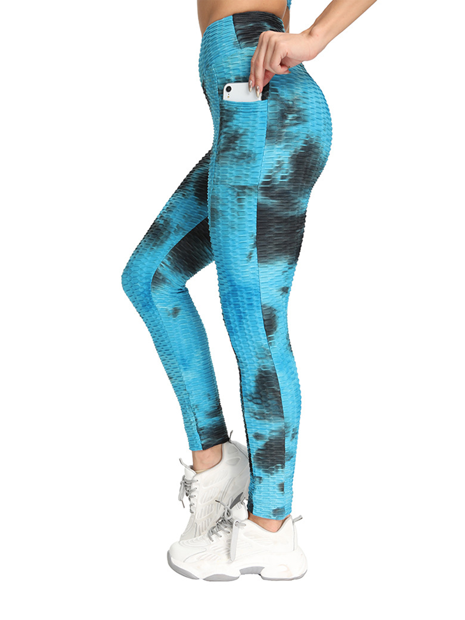 High Waist Leggings Turquoise Tie Dye Workout Leggings Yoga Leggings Gym Leggings Patterned Leggings