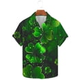 thumbnail image 5 of Ceisia Men's St. Patrick's Day Bubble Glow Four-Leaf Clover Print Short Sleeve Turndown Collar Stretch Casual Shirt Black L Gifts, 5 of 5