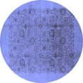 thumbnail image 1 of Ahgly Company Machine Washable Indoor Round Oriental Blue Industrial Area Rugs, 4' Round, 1 of 4