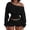 Black, variant on IWRICH Women's Two Piece Sets off the Shoulder Tunic Cropped Sweatshirt Fold over Skinny Shorts Sporty Casual Outfits Grey S