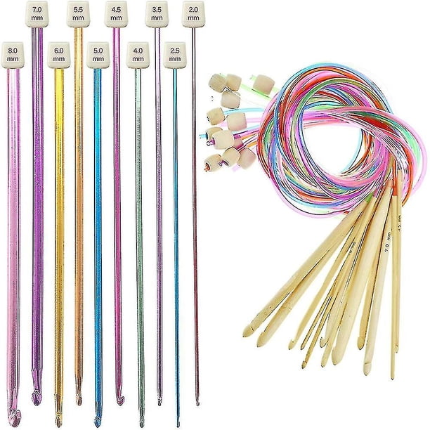 Juego de ganchillo tunecino de 23 piezas que incluye ganchillo con cable de plástico