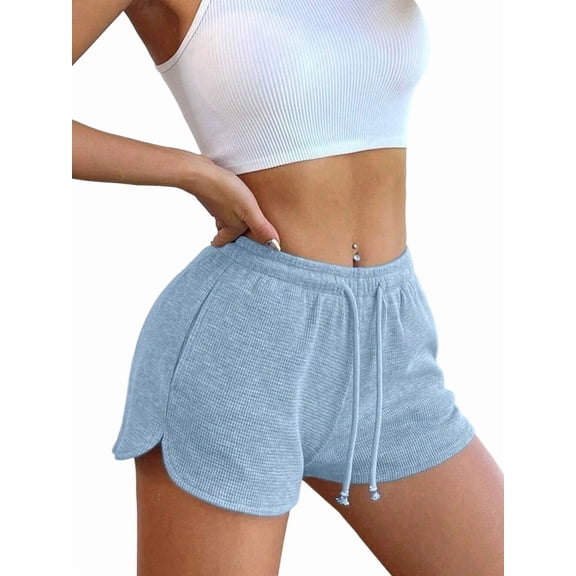 Sweat Shorts Women Comfy Workout Shorts Rise Lounge Mini Shorts with Drawstring and Pockets S