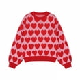 thumbnail image 6 of Ruimatai Women's Valentine Heart Print Sweater Round Neck Knitted Pullover Casual Long Sleeve Tops, 6 of 6