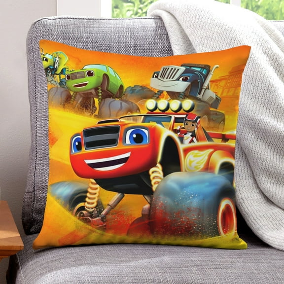 YOUJIANGYUN Blaze and the Monster Machines-themed plush velvet Pillow Cover Case Gifts Pillowcase Home Decorative Throw Cushion Birthday Present Fans Lover