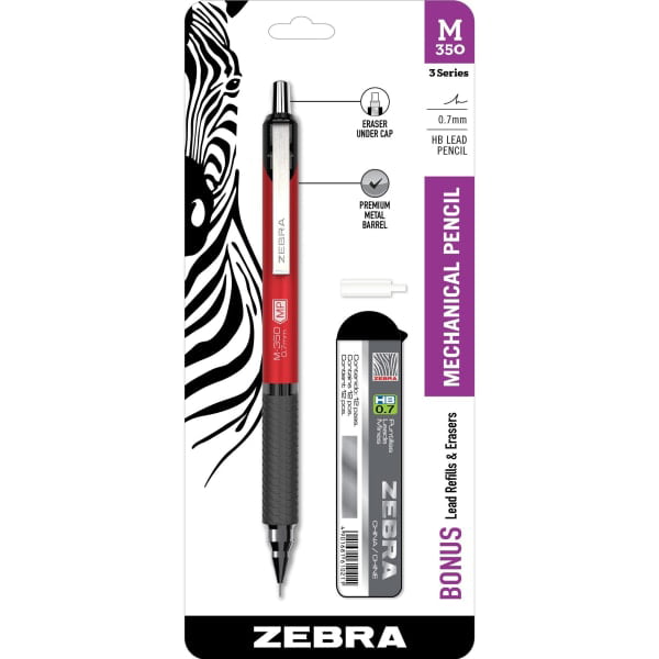 Zebra Steel M Mechanical Technical Pencil Eraser Refills 7-Count 
