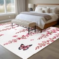 thumbnail image 4 of Butterfly Flower Area Rugs 6'x9', Washable Small Throw Rugs for Kitchen Dining room, Watercolor Farmhouse Country Pink Floral Indoor Outdoor Rug Non-Slip Low Pile Carpet Runner Reversible Floor Mats, 4 of 8