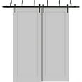 thumbnail image 1 of Sliding Closet Barn Bypass Doors 72 x 96 inches | Quadro 4111 Matte Grey | Sturdy 6.6ft Rails Hardware Set | Wood Solid Bedroom Wardrobe Doors, 1 of 5