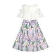 thumbnail image 3 of Girls Dress Chiffon Tulip Flower Ruffle Cold Shoulder White Pink 14, 3 of 7