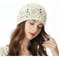thumbnail image 2 of Crochet Slouchy Beanie Hat Fall Handmade Knit Floral Skull Cap Cotton Cutout Summer Hats for Women Lightweight Knitted, 2 of 9