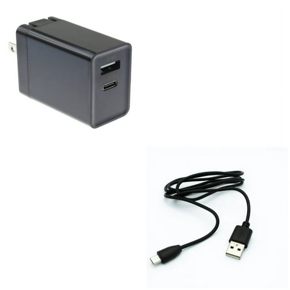 Charger MicroUSB 3ft USB Cable w 2-Port USB 30W Quick Home Charger K4X for Samsung Galaxy On5, J7 V (2017), S7 Edge S6 Edge  Edge, Note 5 4 3 Mega 2, J5 J3 Emerge, (2018) Refine Halo Alpha A6