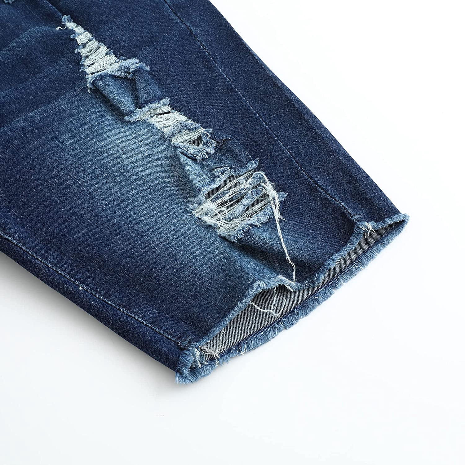 Womens Denim Ripped Bermuda Shorts 