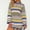 Blue, variant on Women Crochet Knit Mini Dress Long Sleeve Colorful Stripe Mesh Casual Sweater Dress Summer Beach Wear