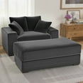 thumbnail image 2 of Advwin Oversized Corduroy Chaise Lounge Chair with Storage Ottoman & Pillows, Modern Deep-Seat Accent Chair Sofa for Living Room, Bedroom, Small Spaces, Gray, 2 of 8