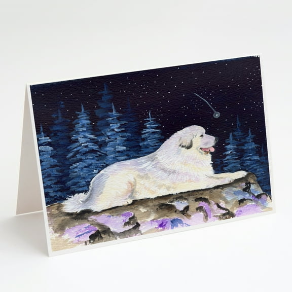 Starry Night Great Pyrenees Greeting Cards and Envelopes Pack of 8