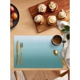 thumbnail image 5 of Turquoise Ombre Placemats Set of 6, Teal White Gradient Modern Abstract Art Placemats for Dining Table, Place Mats for Kitchen Tabletop, Waterproof Wipeable Dining Table Mats Set, 5 of 9