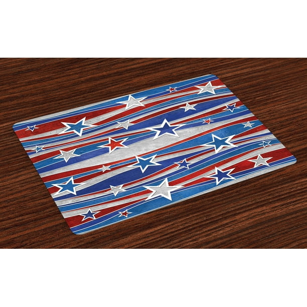 Rustic Placemats Set of 4 Abstract Design Pattern of Patriotic American Flag USA National Icon