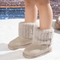 thumbnail image 3 of Owordtank Snow Boots for Girls Winter Fur Lined Mid Calf Boots Kids Suede Warm Outdoor Boot Shoes, 3 of 8
