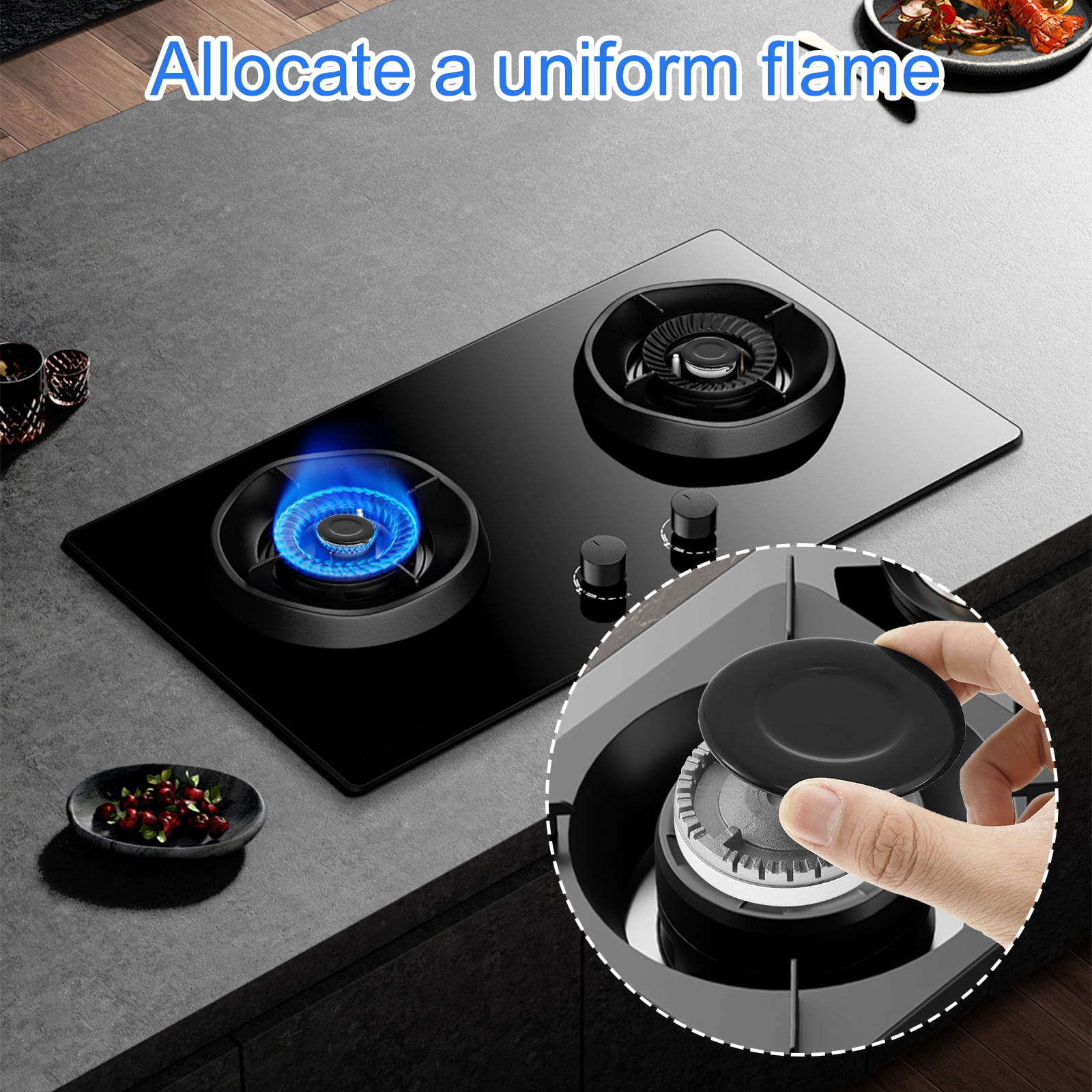 4 Pcs Cooker Hat Set Metal Cooktop Burner Cap and Burner Head Replacement Kit Heat Resistant Gas Stove Burner Caps for Most Gas Stove Burners 1 Large 1 Small and 2 Middle