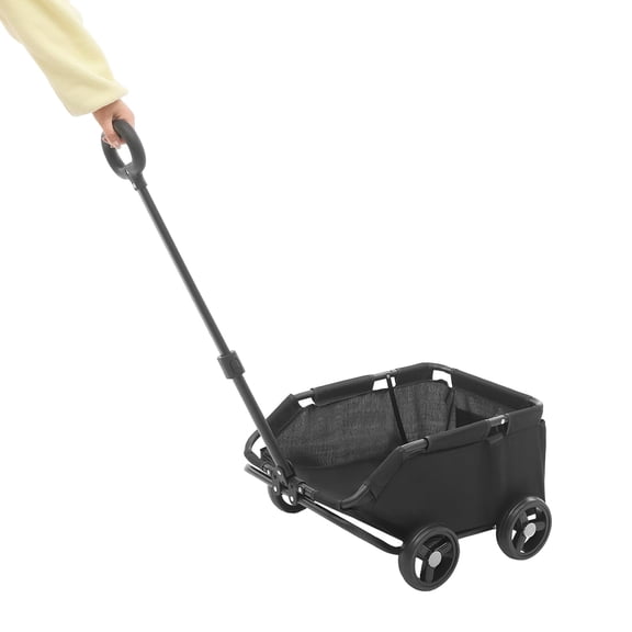 Folding Dog Wagon Cart with Extendable Rear End Heavy Duty, Foldable Pet Stroller for Small Dogs & Cats for tTaking Small Dogs Weighing Up to 16.53 LBS to Supermarkets, Parks (Black)