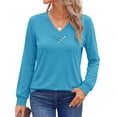 thumbnail image 3 of Fantaslook V Neck Blouses for Women Dressy Casual Tops Button Long Sleeve Shirts Trendy Fall Tops, 3 of 9