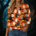 thumbnail image 2 of Godom Women's 3/4 Sleeve V-Neck Shirts Fall Graphic Tees Halloween Casual T-Shirt, 2 of 5