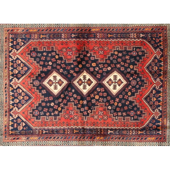 Ahgly Company Machine Washable Indoor Rectangle Traditional Saffron Red Area Rugs, 5' x 7'
