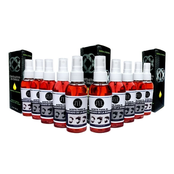 10 Botellas de Aceite Natural JYE para Cuidado de Barba y Bigote 60 ml