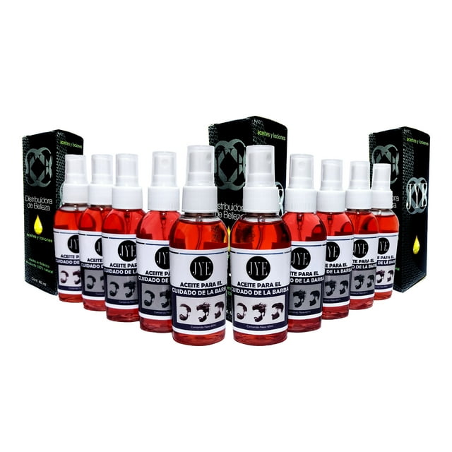 10 Botellas de Aceite Natural JYE para Cuidado de Barba y Bigote 60 ml