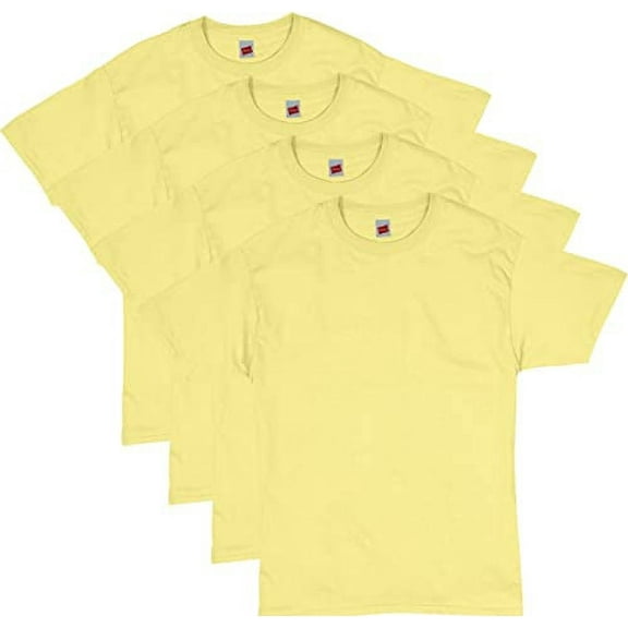 Hanes Men's Essentials Short Sleeve T-shirt Value Pack 4-pack,yellow,Large