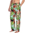 thumbnail image 3 of Mens Pajama Pants - Soft Sleep & Lounge Pants for Men, Cute Toucan Parrot Flowers Leaves Cuteness Casual PJ Bottoms Pants with Pockets, 3 of 5