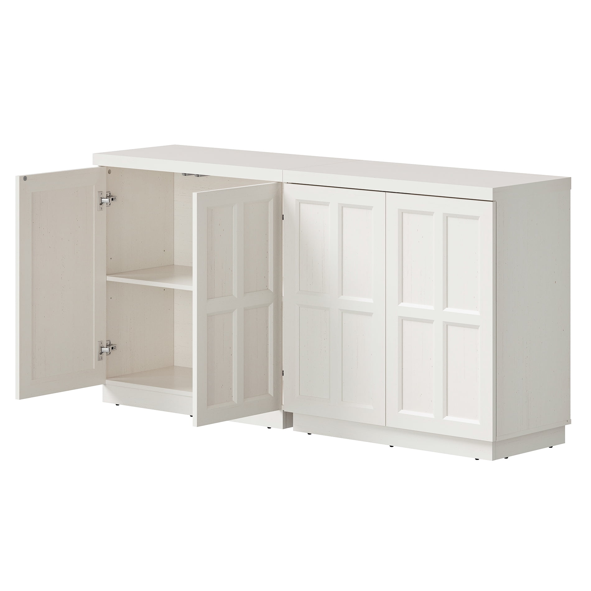 HOMOOI TV Stand for 40-70"TV, Boho 63" Wood Media Console with Doors, Adjustable Shelves and Cable Management Hole, Heavy-Duty Entertainment Center for Living Room, Bedroom,White