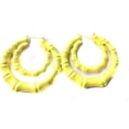 thumbnail image 2 of Neon Yellow Bamboo Double Hoop Earrings Hoop Earrings 3.5 inch Large, 2 of 3
