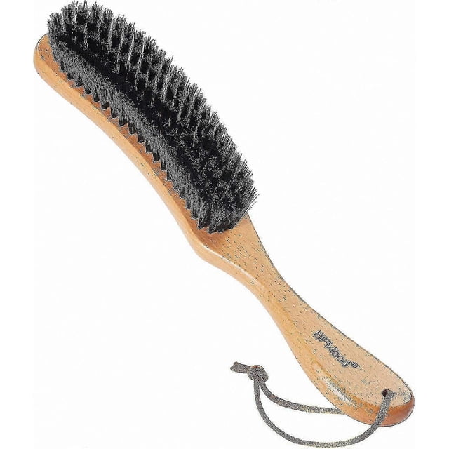 Lint Remover Brush with Boar Bristle for Suits, Wool, Velvet, Suede, and Pet Hair - Large Wooden Handle