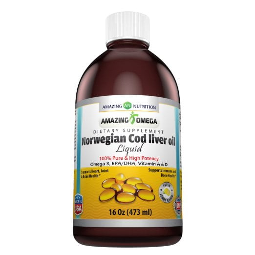 Amazing Omega Norwegian Cod Liver Oil 16 Fl Oz Fresh Lemon - 16