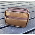 thumbnail image 4 of Brown Belt Pouch With 3 Zipper pockets Leather - Can hold cards, money & more, 4 of 4