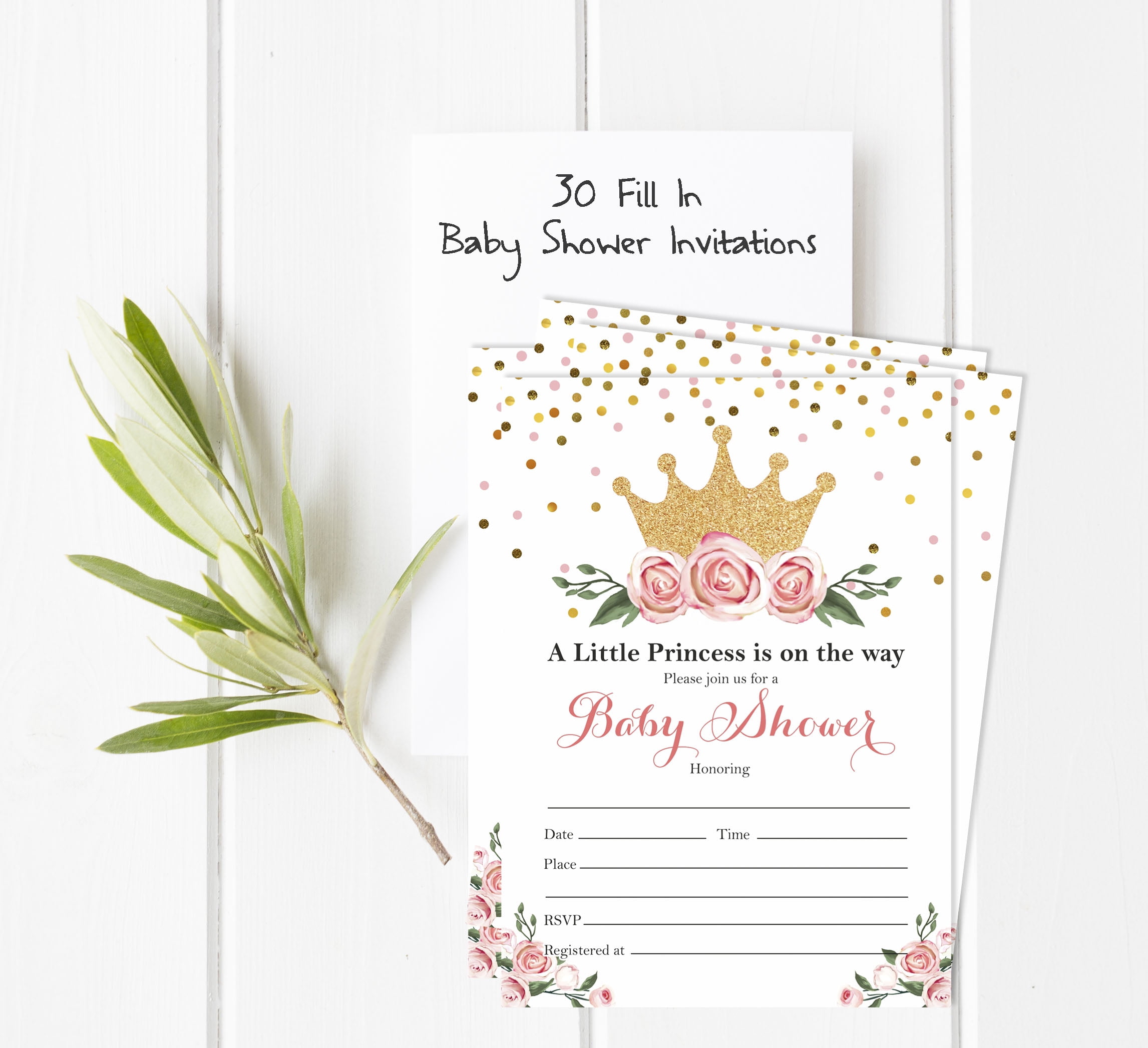 Inkdotpot Set Of 30Gender Reveal Baby Shower Invitations-Diaper Raffle Tickets And Baby Shower Book Request Cards Princess Invites Its A Boy Its A Girl