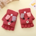 thumbnail image 2 of Apmemiss Clearance 1 Pairs Kids Winter Convertible Flip Top Gloves Knitted Fingerless Gloves with Mitten Cover for Girls Boys, 2 of 3