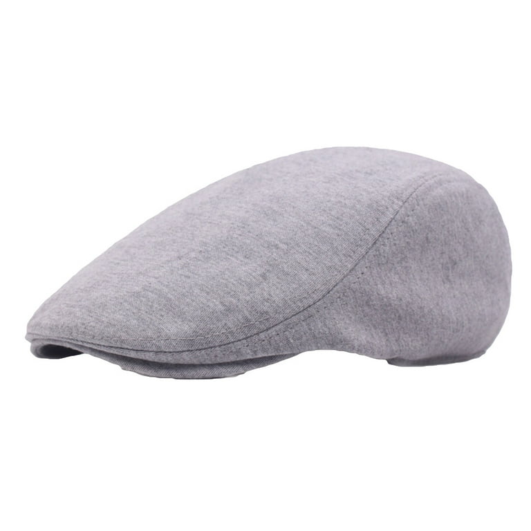 Lomubue Vintage Men Solid Color Cotton Newsboy Cap Flat Beret