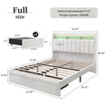 thumbnail image 2 of SIBEDS LED Bed Frame with Drawer Pockets and Linen Upholstered Cream Wingback Headboard, Full, 2 of 8
